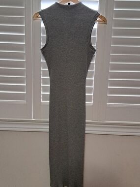 Topshop Sleeveless Ribbed Maxi Dress in Gray